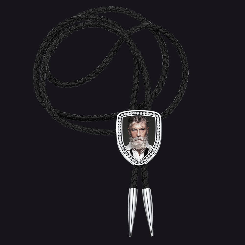 Customized Vintage Photo Bolo Ties Genuine Leather Necktie