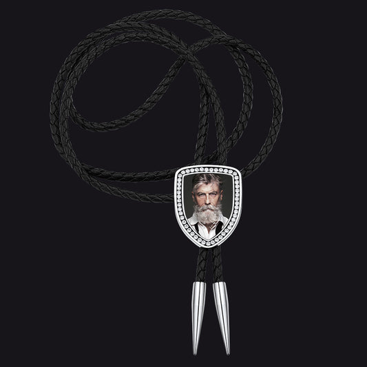 Customized Vintage Photo Bolo Ties Genuine Leather Necktie img