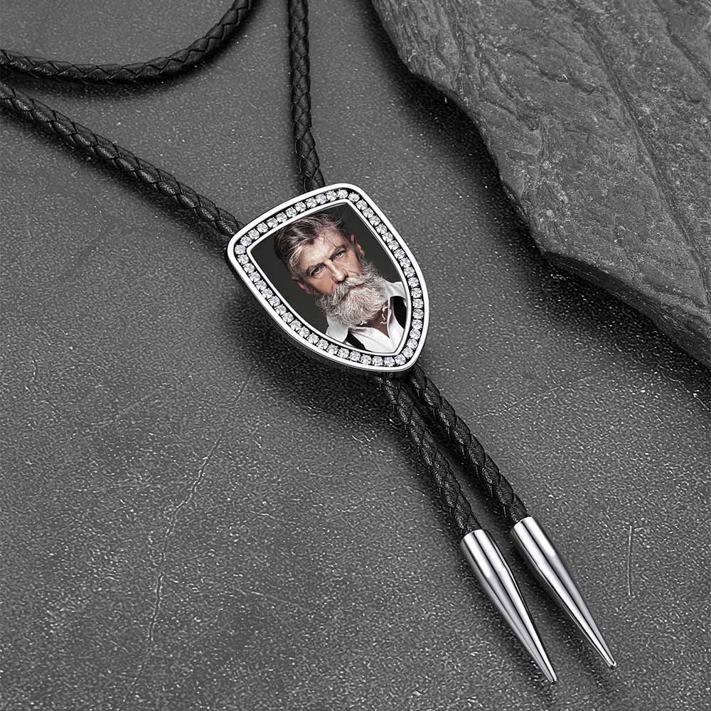 Customized Vintage Photo Bolo Ties Genuine Leather Necktie FaithHeart