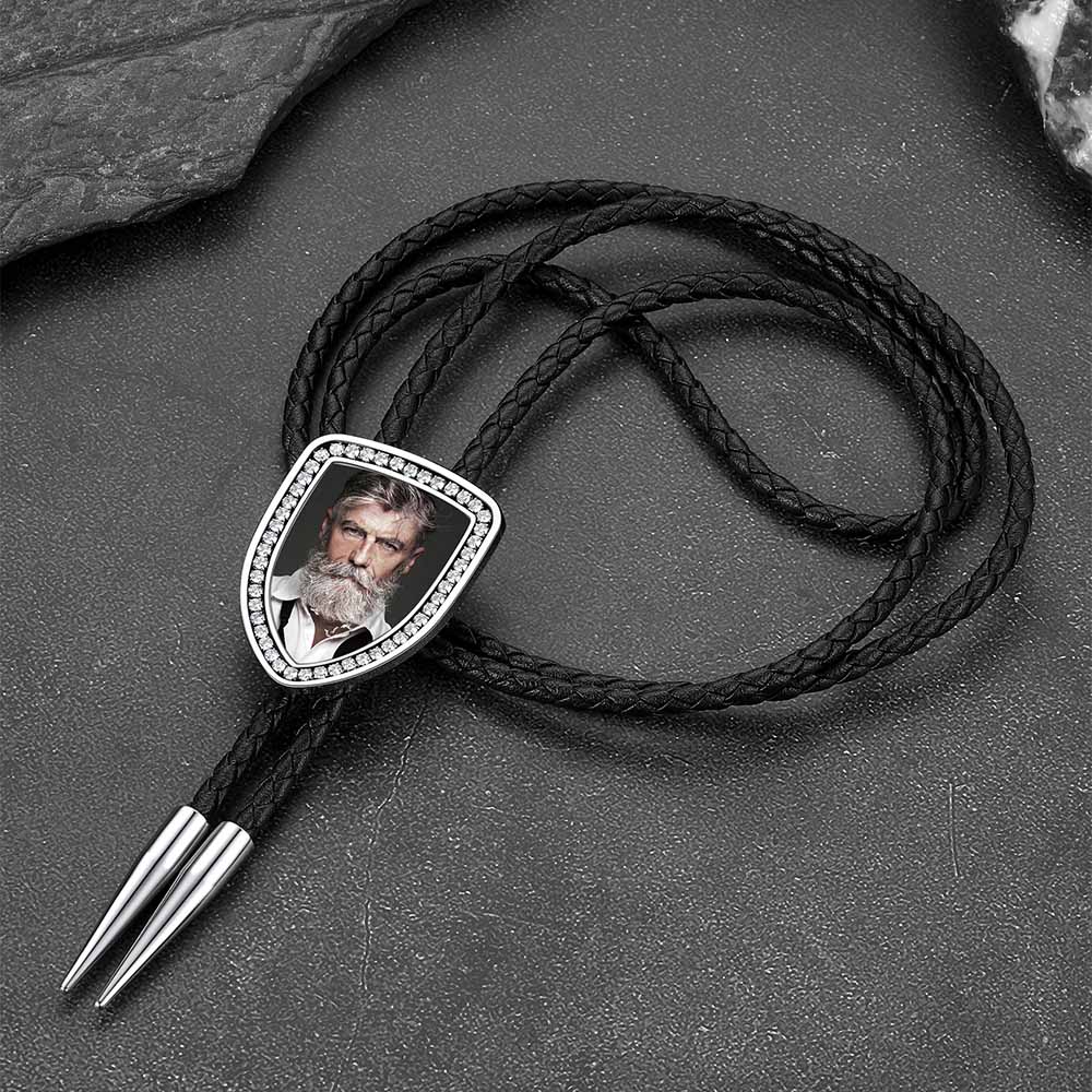 Customized Vintage Photo Bolo Ties Genuine Leather Necktie FaithHeart