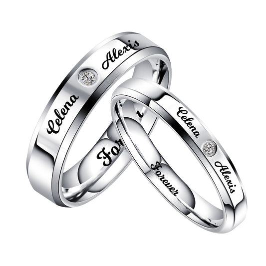 Customized Engraved Promise Ring for Coupleimg