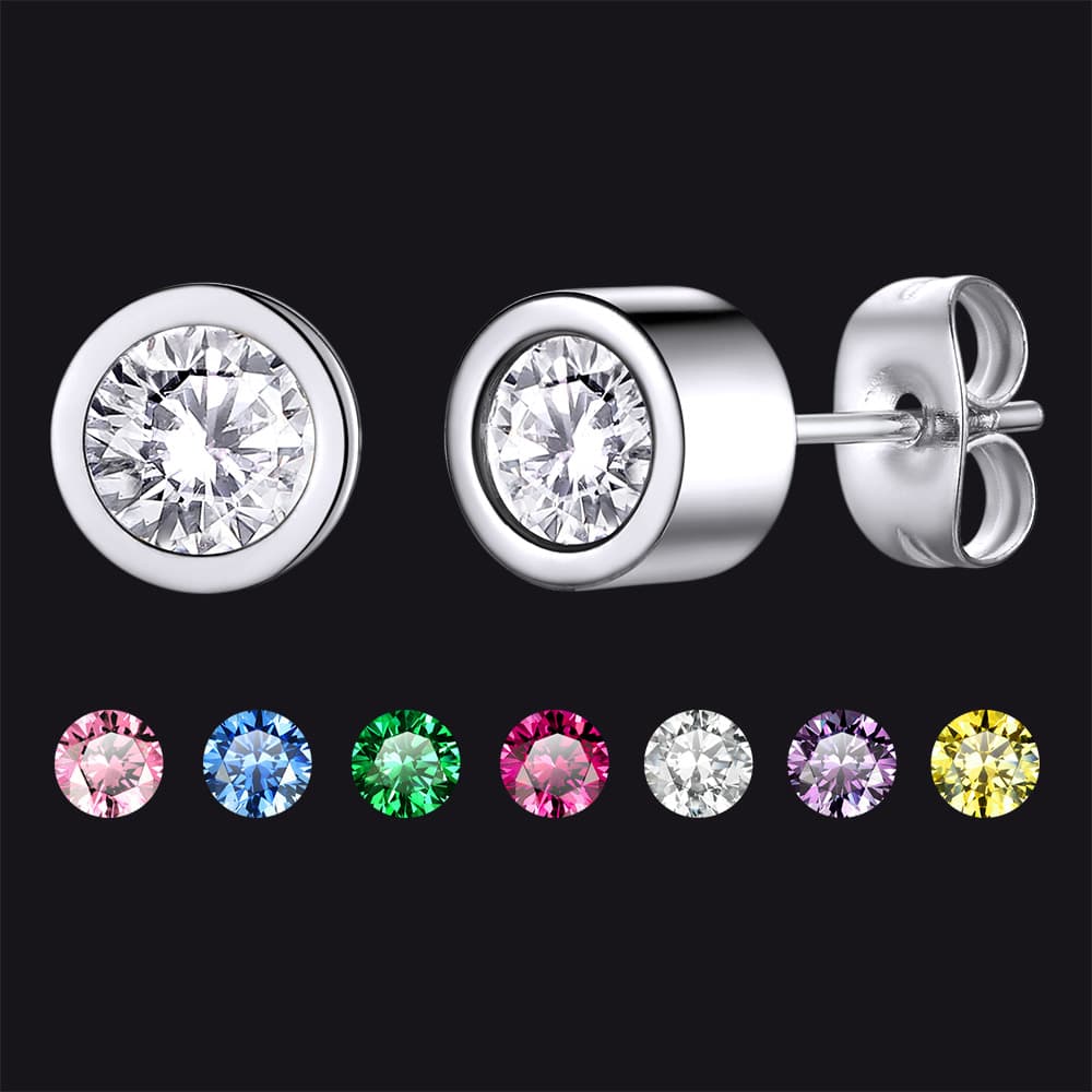 Days of the Week Round Gemstone Stud Earrings Set FaithHeart Jewelry