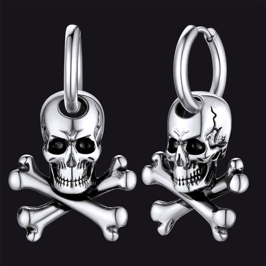 FaithHeart Punk Skull Bone Hoop Earrings for Men FaithHeartimg
