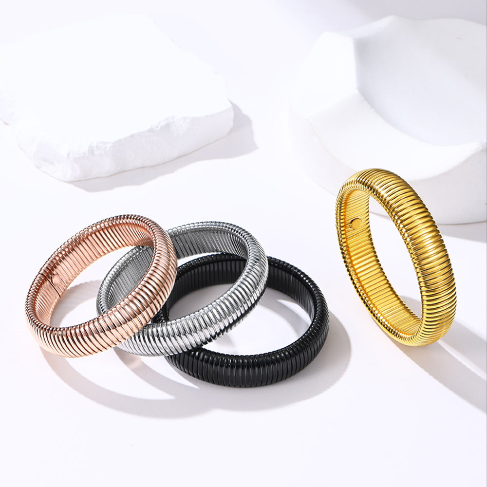 Stainless steel stretch chain bangle bracelet for men and women