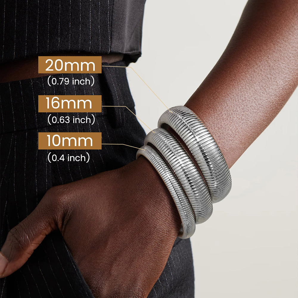 10mm 16mm 20mm stainless steel stretch chain bangle bracelets