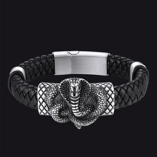 FaithHeart Cobra Leather Bracelet Punk Cuff Bracelet FaithHeart