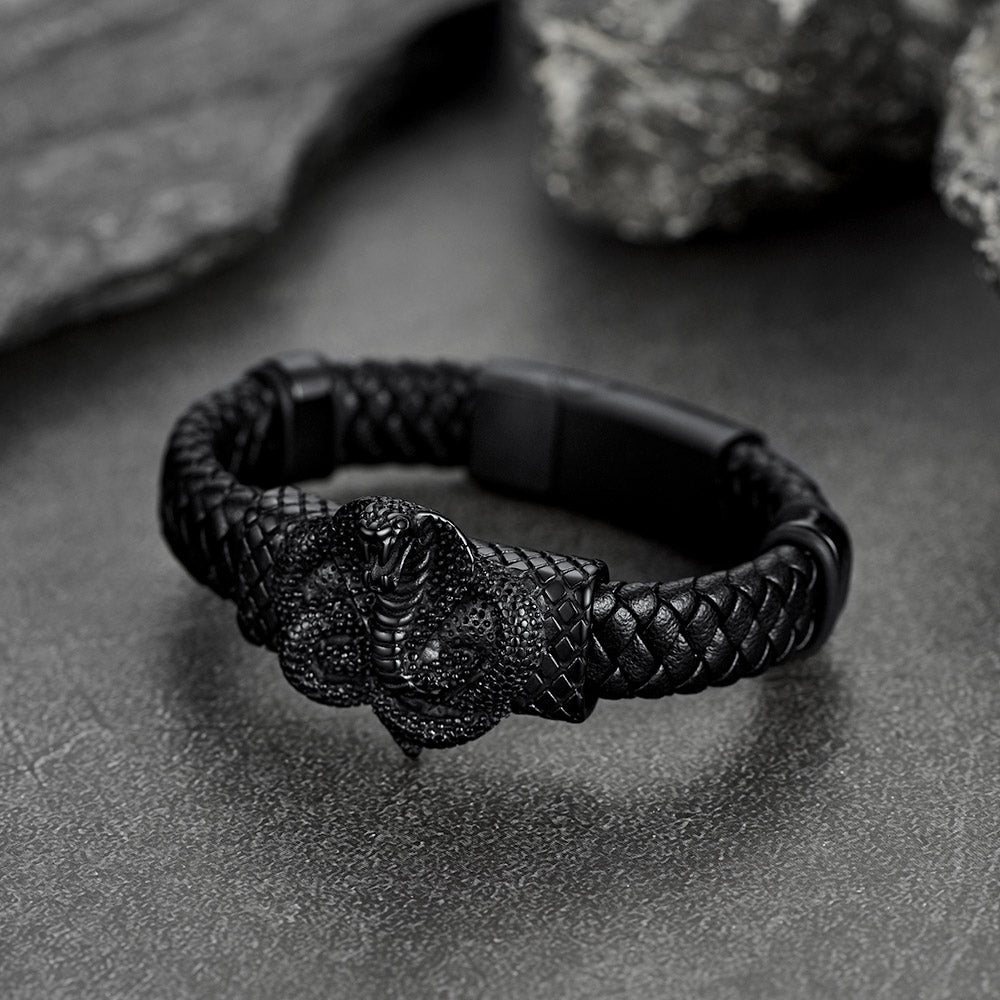 FaithHeart Cobra Leather Bracelet Punk Cuff Bracelet FaithHeart