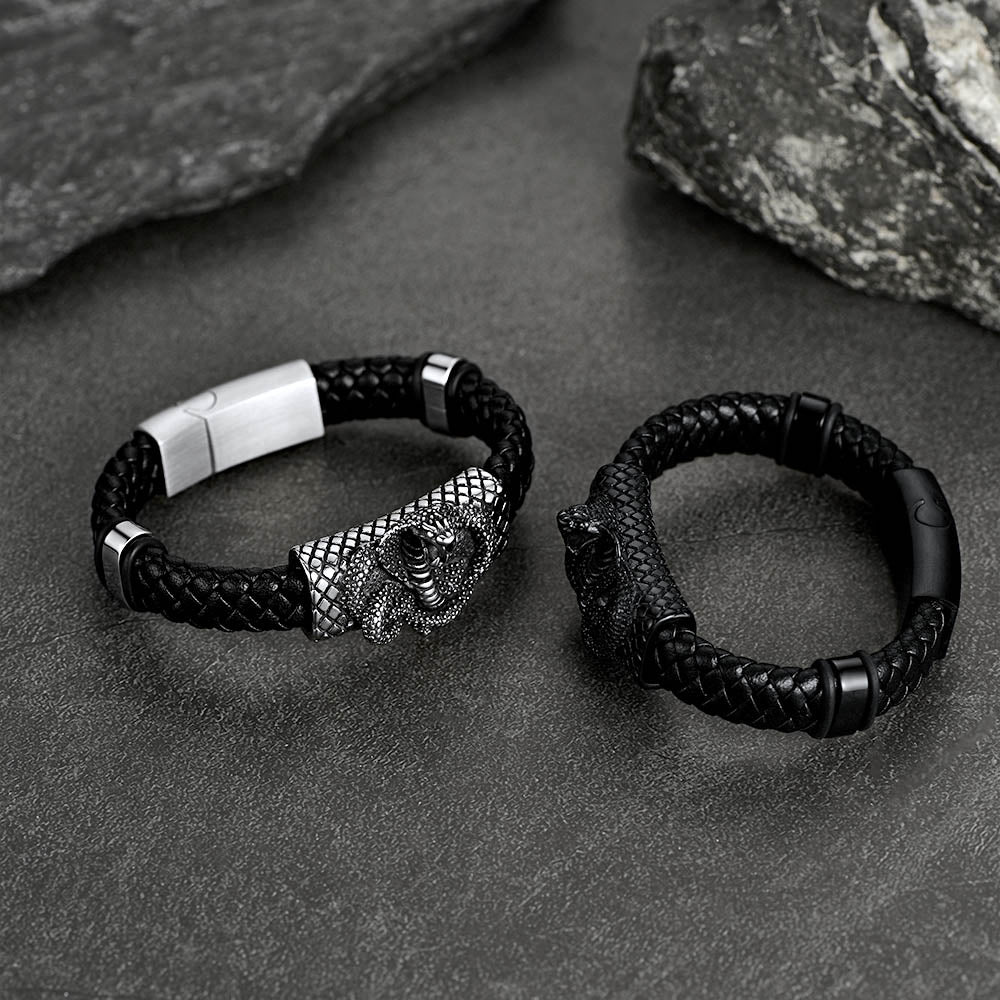 FaithHeart Cobra Leather Bracelet Punk Cuff Bracelet FaithHeart