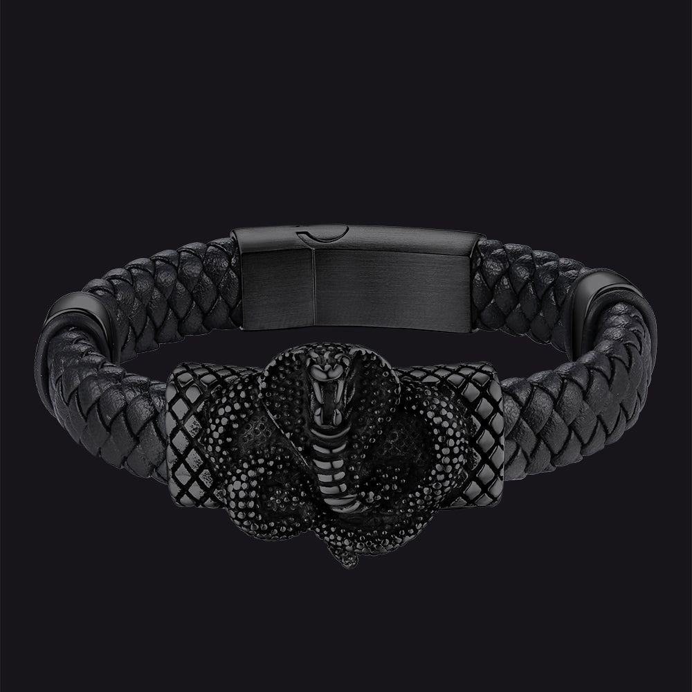 FaithHeart Cobra Leather Bracelet Punk Cuff Bracelet FaithHeart