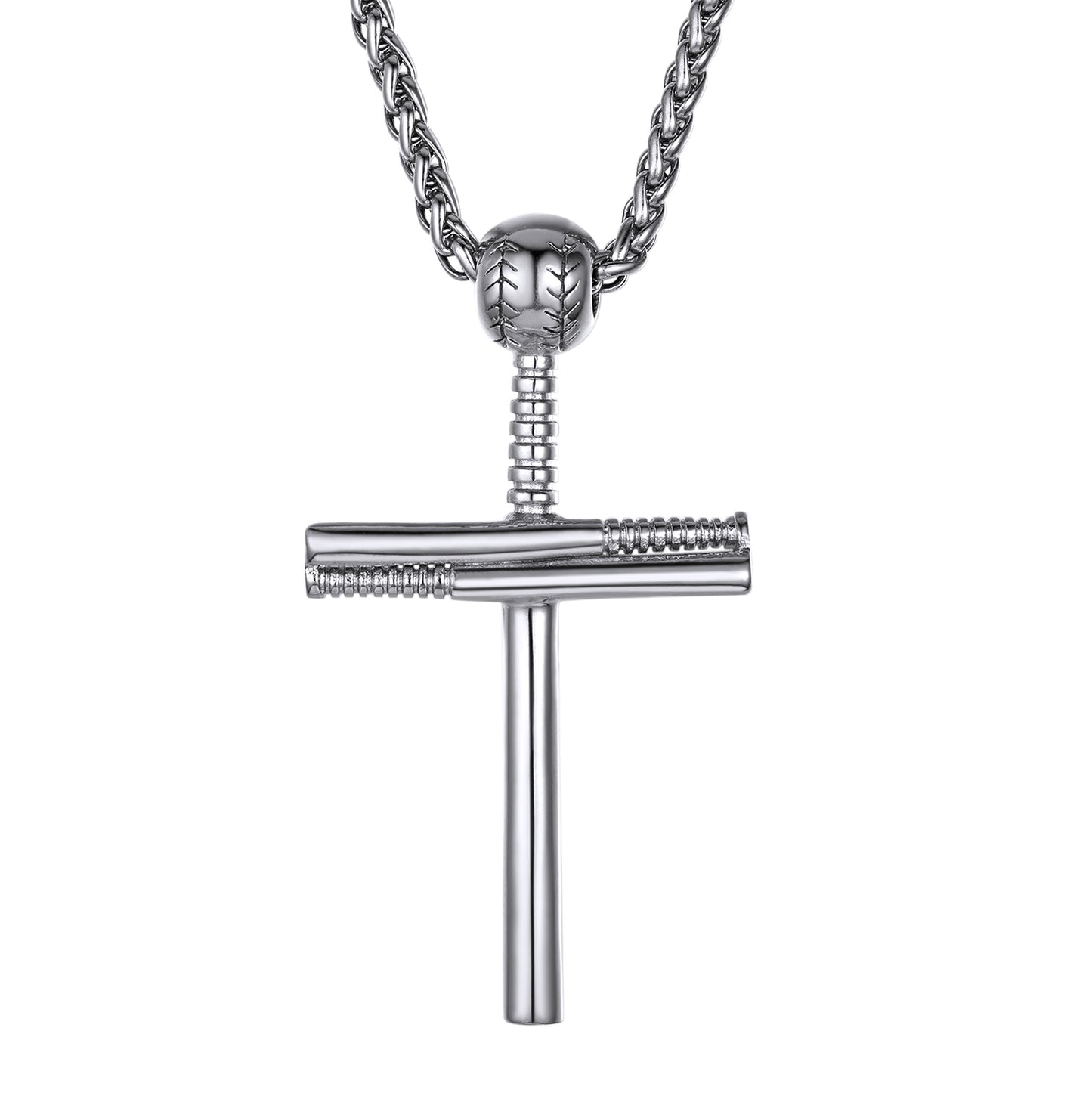 Baseball Bat Cross Necklace - Sport Pendant
