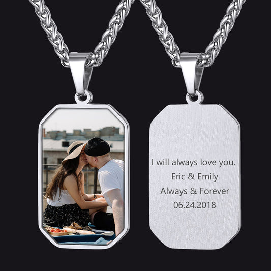 Customized Engraved Photo Dog Tag Necklace for Men/Women FaithHeart