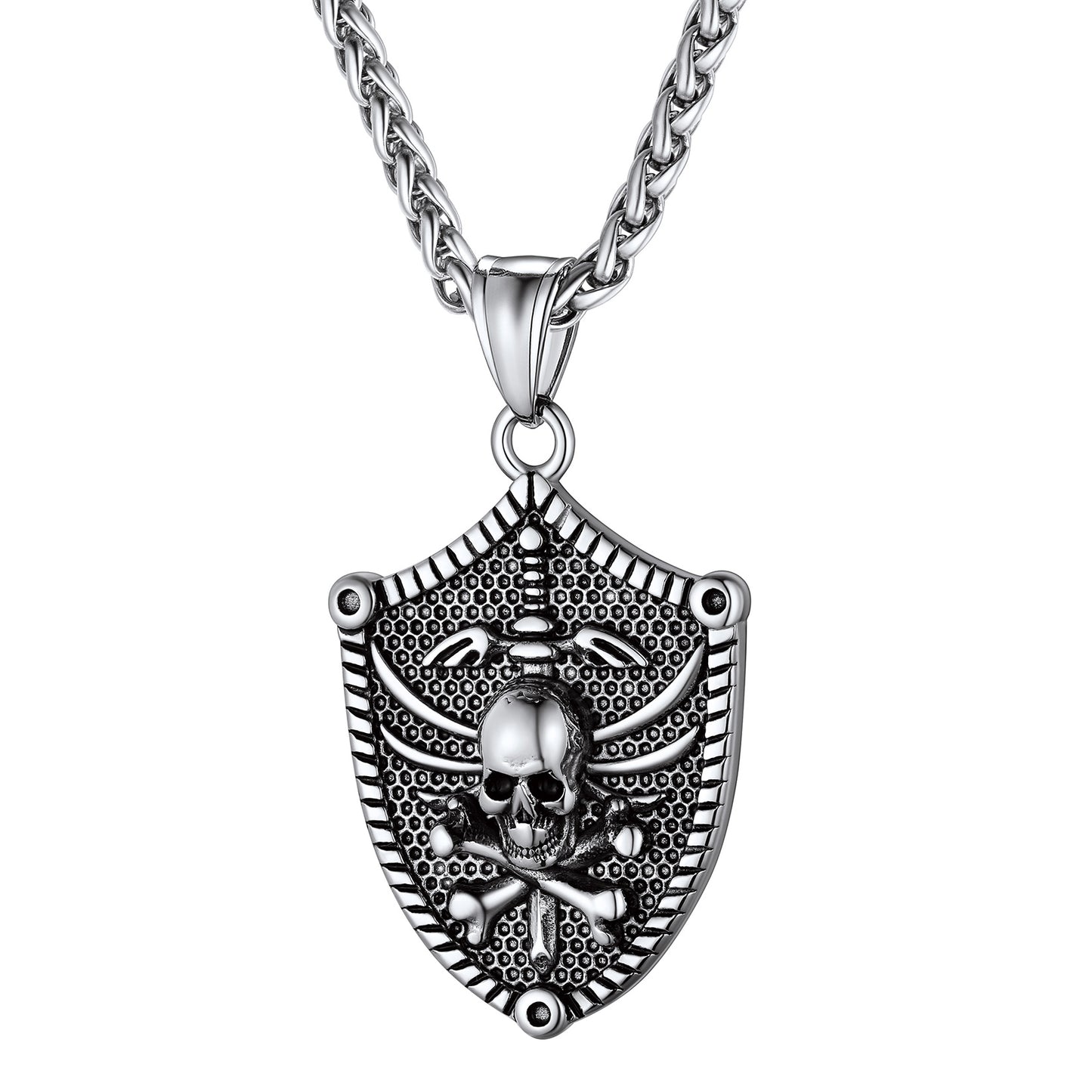 Viking Norse Runes Skull Necklace for Man Boys