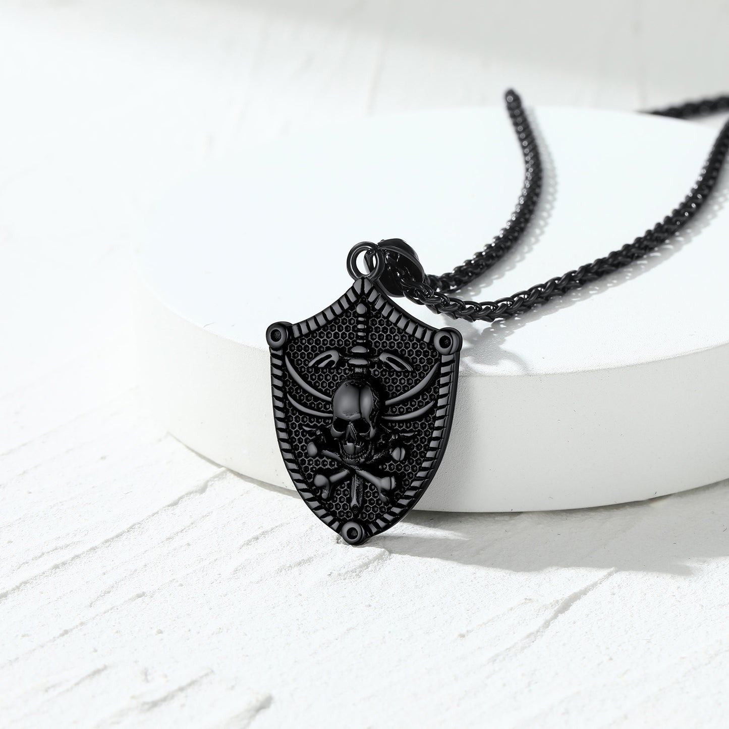Black Shield Skull Necklace for Men