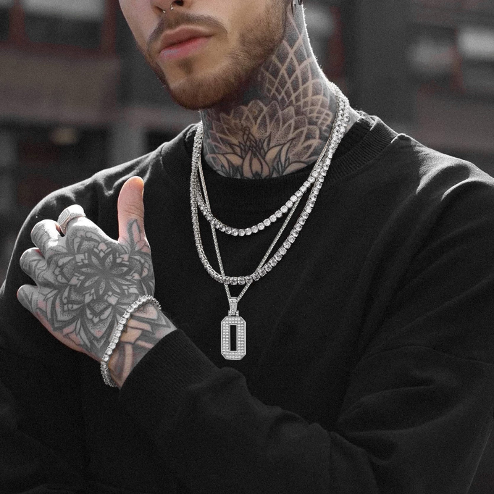 FaithHeart Cubic Zirconia Initial For Men Necklace FaithHeart