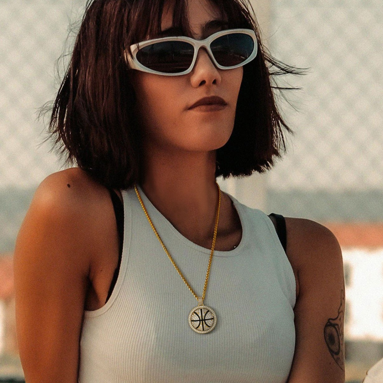 CZ Basketball Spinner Pendant Sports Hiphop Necklace FaithHeart