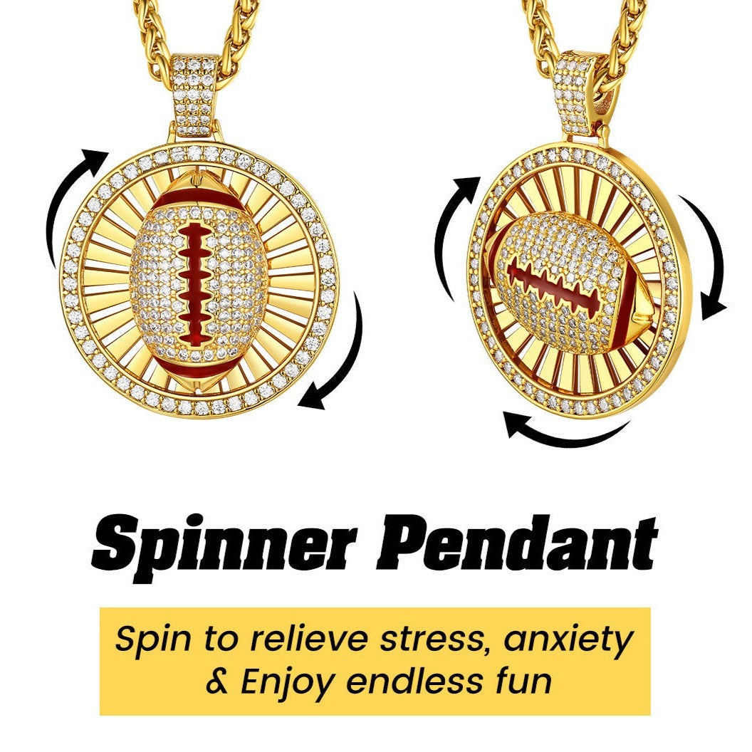Gold Zirconia Football Round Medal Necklaces for Sports FaithHeart