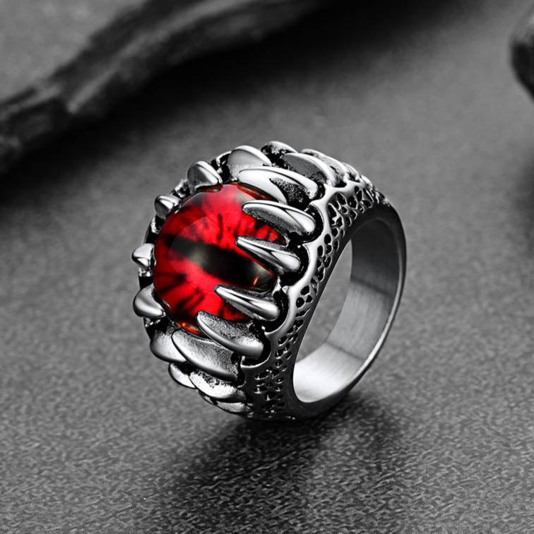 FaithHeart Red Devil Eyes Ring For Men FaithHeart