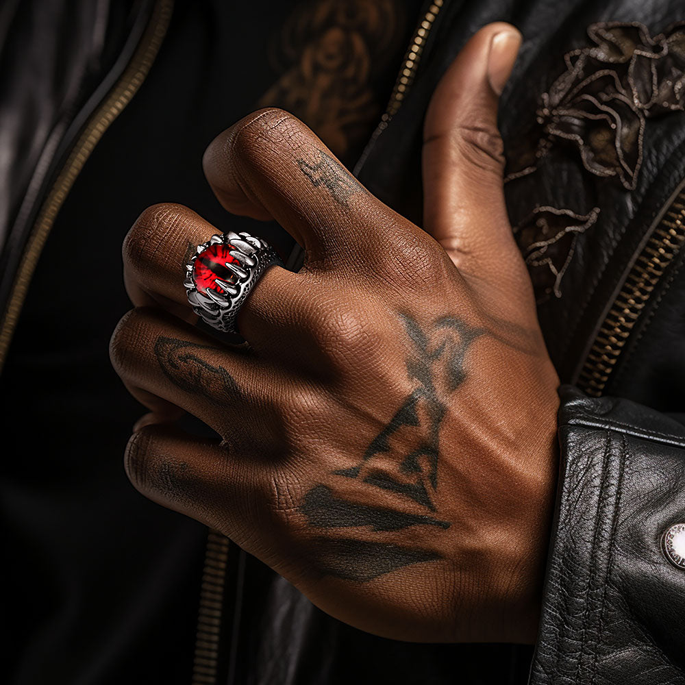 FaithHeart Red Devil Eyes Ring For Men FaithHeart