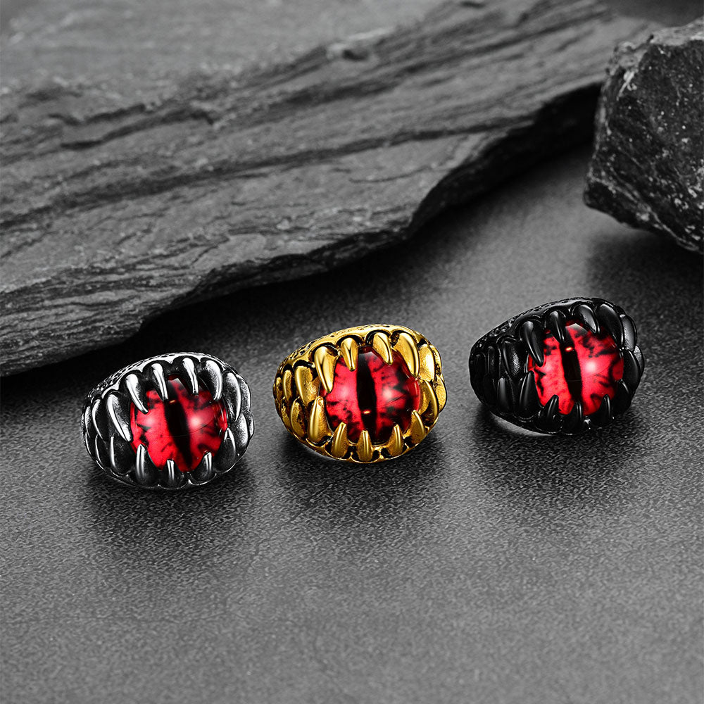 FaithHeart Red Devil Eyes Ring For Men FaithHeart
