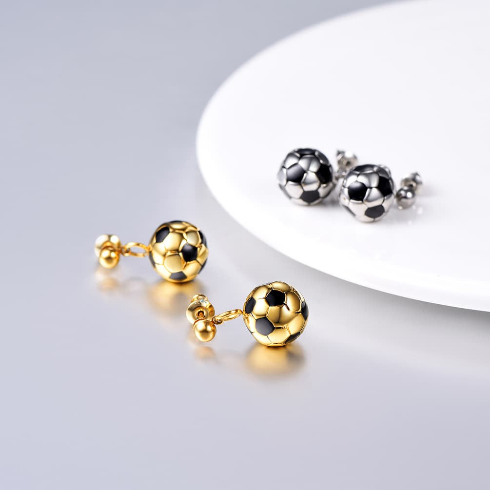 FaithHeart Stainless Steel Soccer Sport Drop Earrings FaithHeart