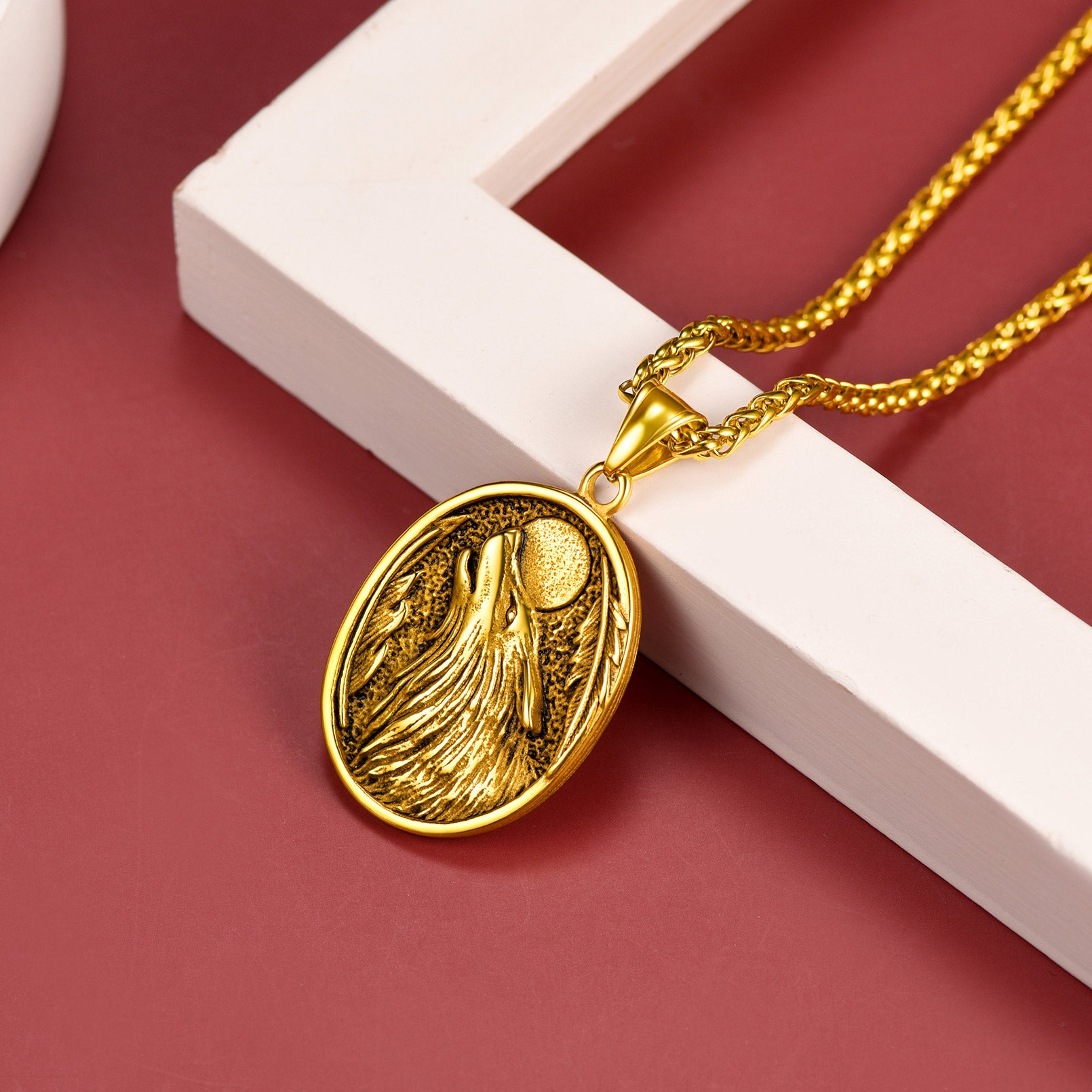 FaithHeart Norse Viking Wolf For Unisex Stainless Steel Pendant Necklace FaithHeart Jewelry