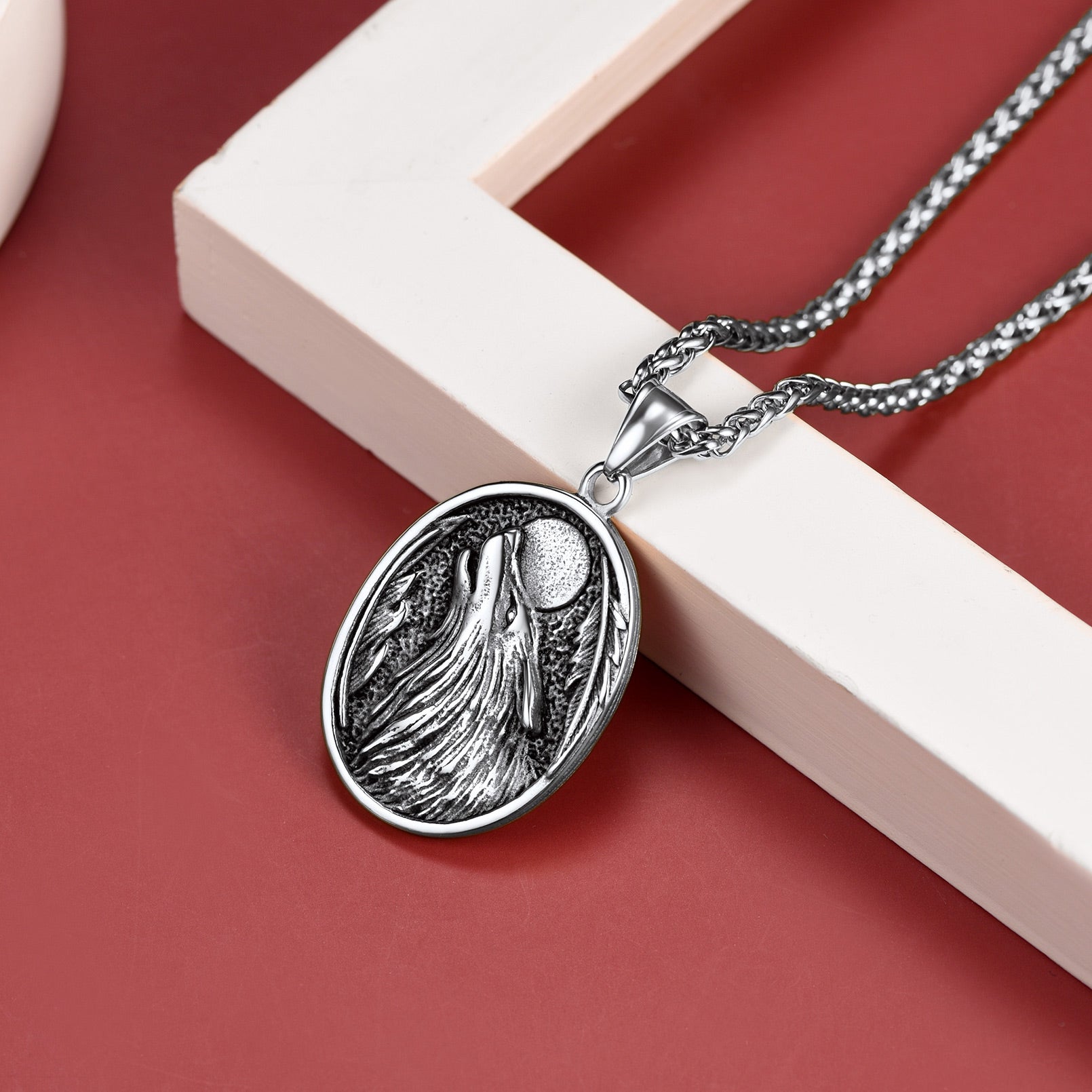 FaithHeart Norse Viking Wolf For Unisex Stainless Steel Pendant Necklace FaithHeart Jewelry