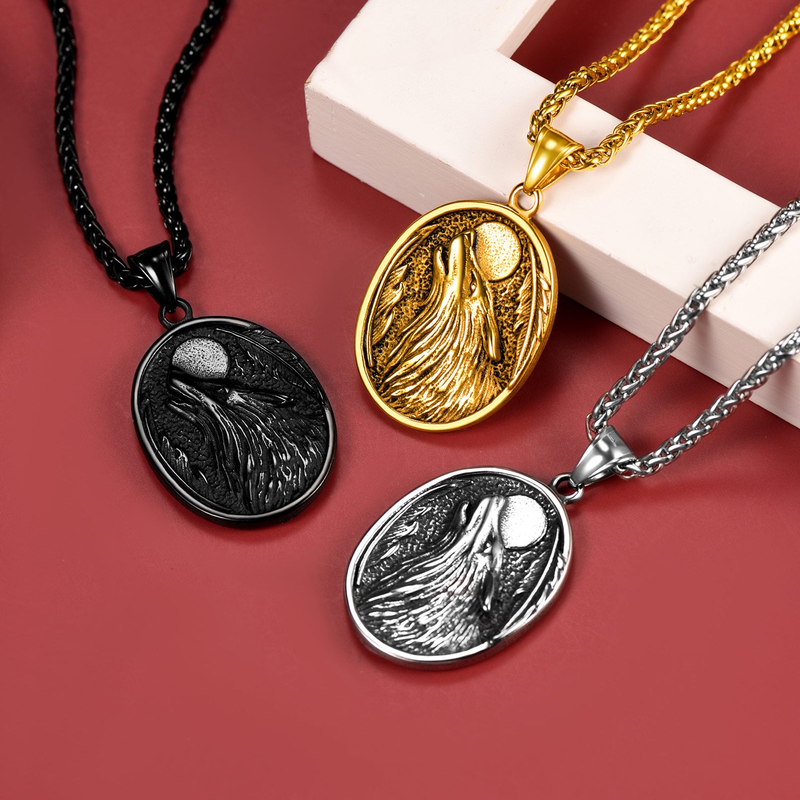 FaithHeart Norse Viking Wolf For Unisex Stainless Steel Pendant Necklace FaithHeart Jewelry