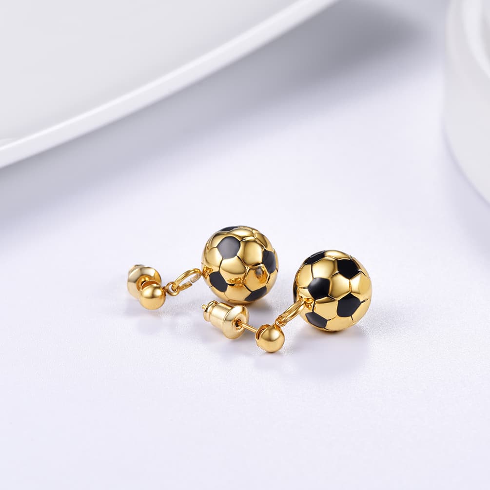 FaithHeart Stainless Steel Soccer Sport Drop Earrings FaithHeart