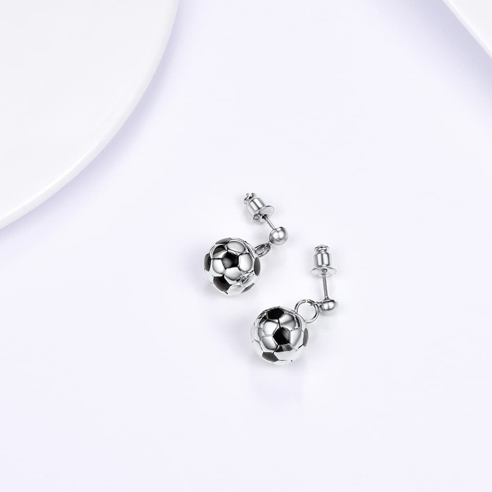 FaithHeart Stainless Steel Soccer Sport Drop Earrings FaithHeart