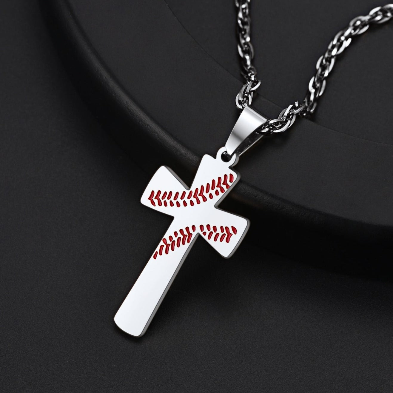 FaithHeart Baseball Cross Necklace for Men Women FaithHeart