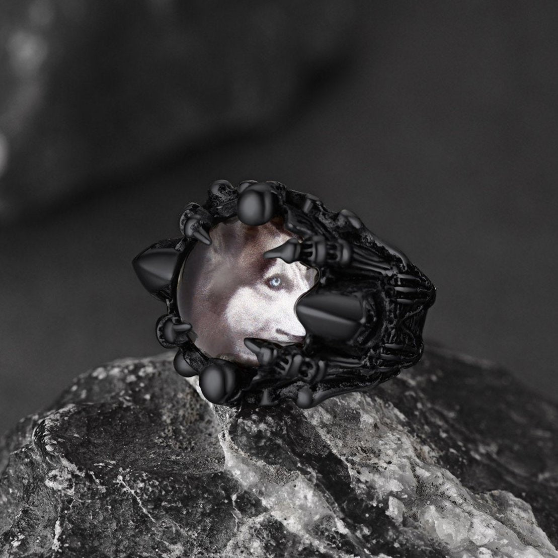 Gothic Custom Devil Evil Eye Picture Ring For Men