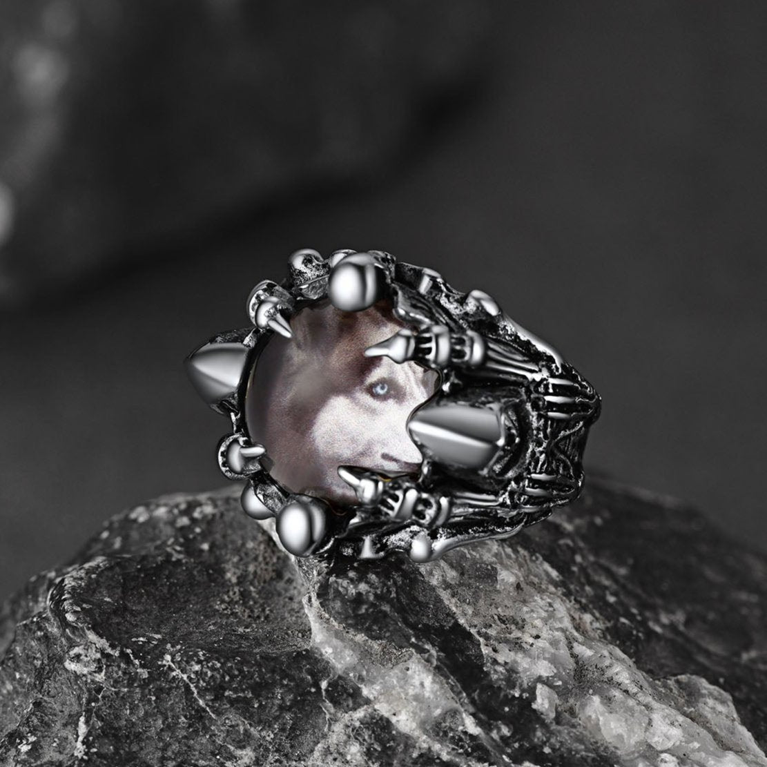 Gothic Custom Devil Evil Eye Picture Ring For Men