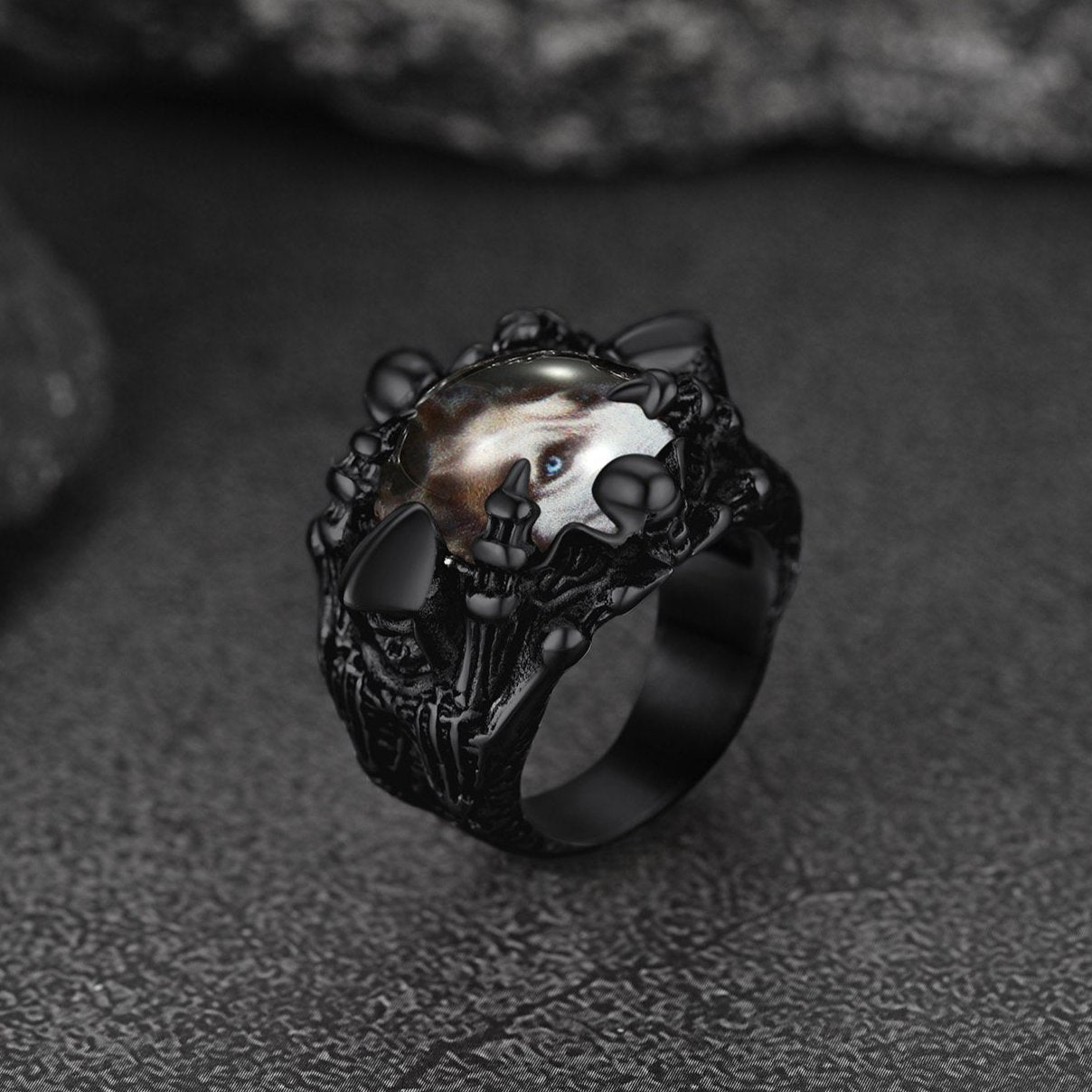 Gothic Custom Devil Evil Eye Picture Ring For Men