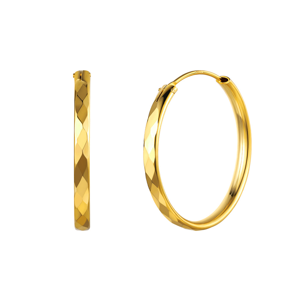 Diamond-Cut Silver Hoop Earrings for Girls 30/50/70mm