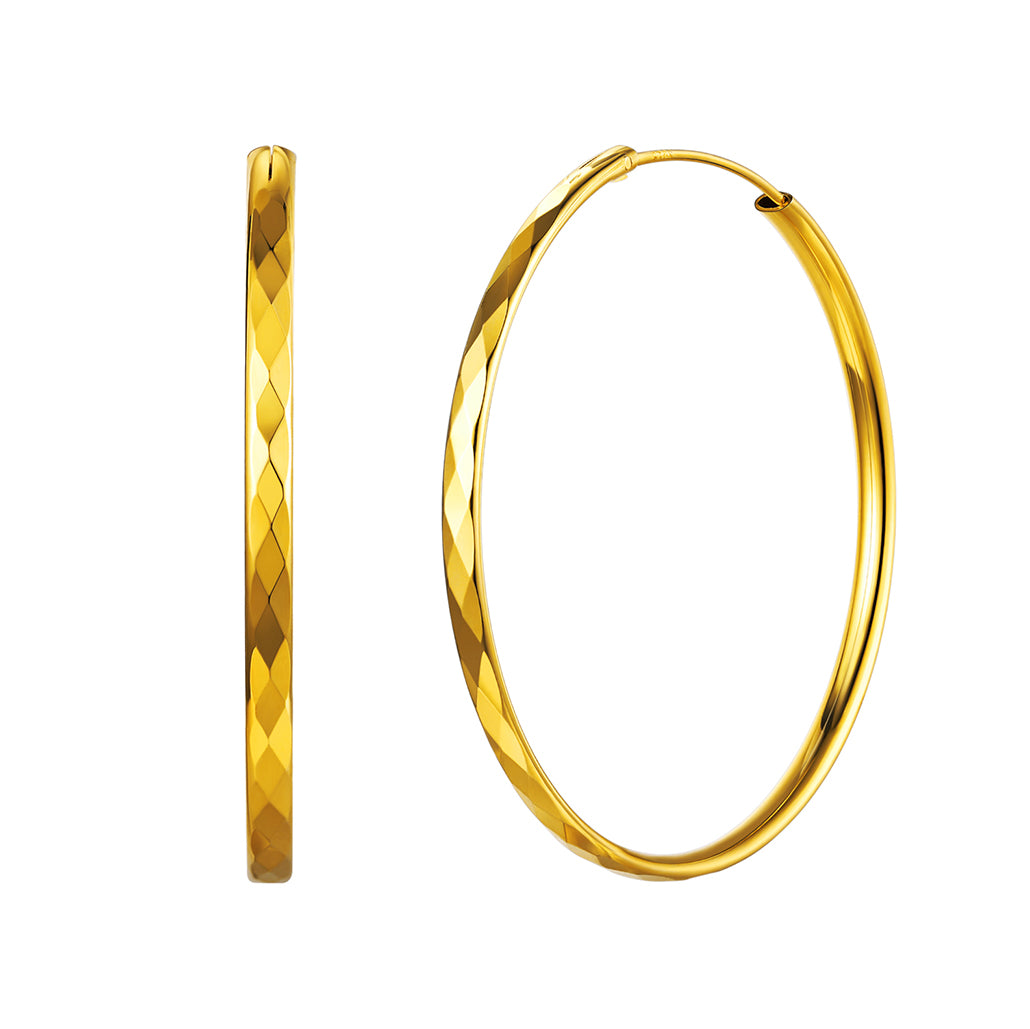 Diamond-Cut Silver Hoop Earrings for Girls 30/50/70mm