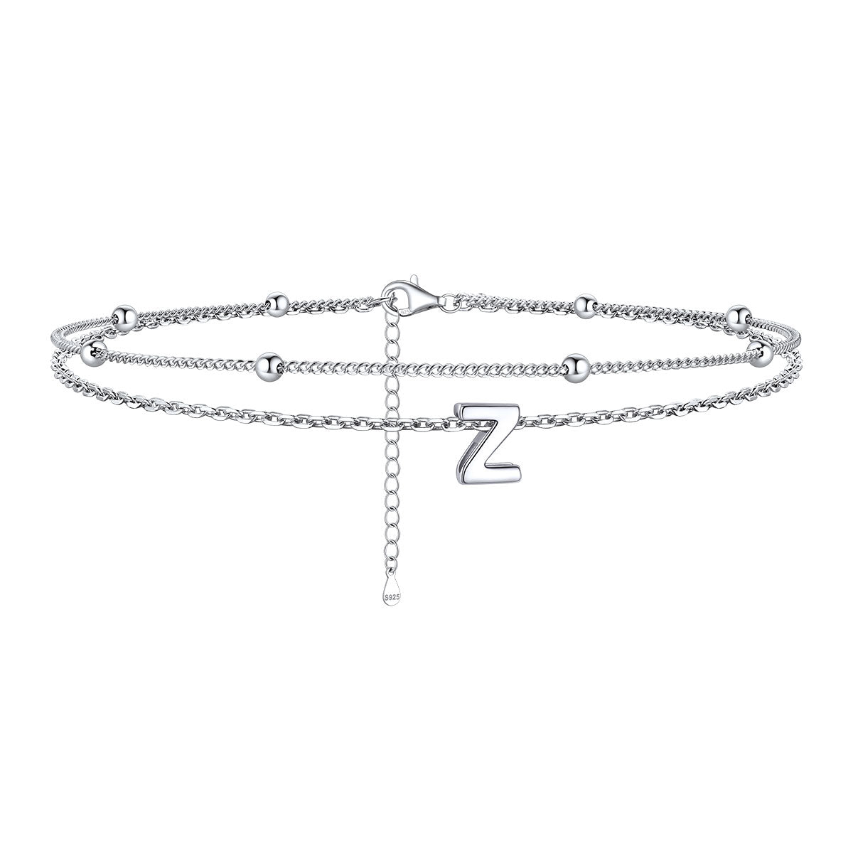Double Layer Initial Z Anklets for Women
