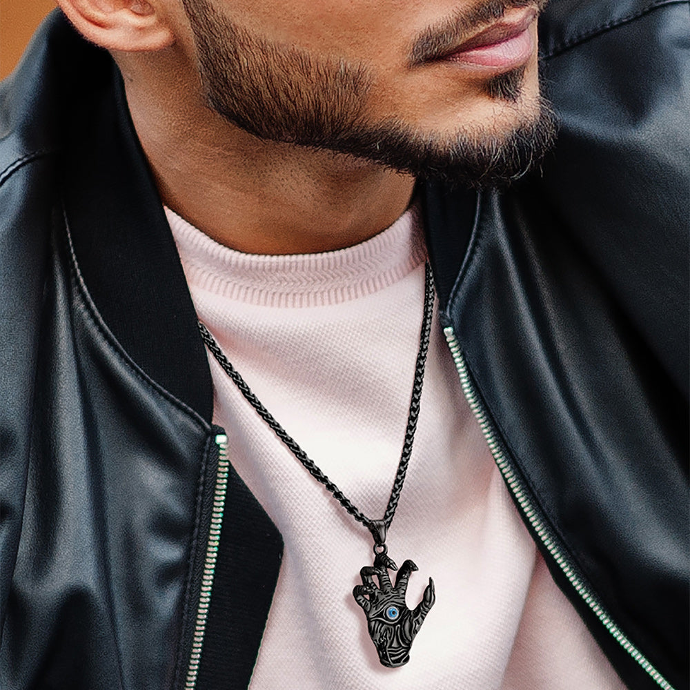 Dragon Claw Blue Evil Eye Pendant Necklace
