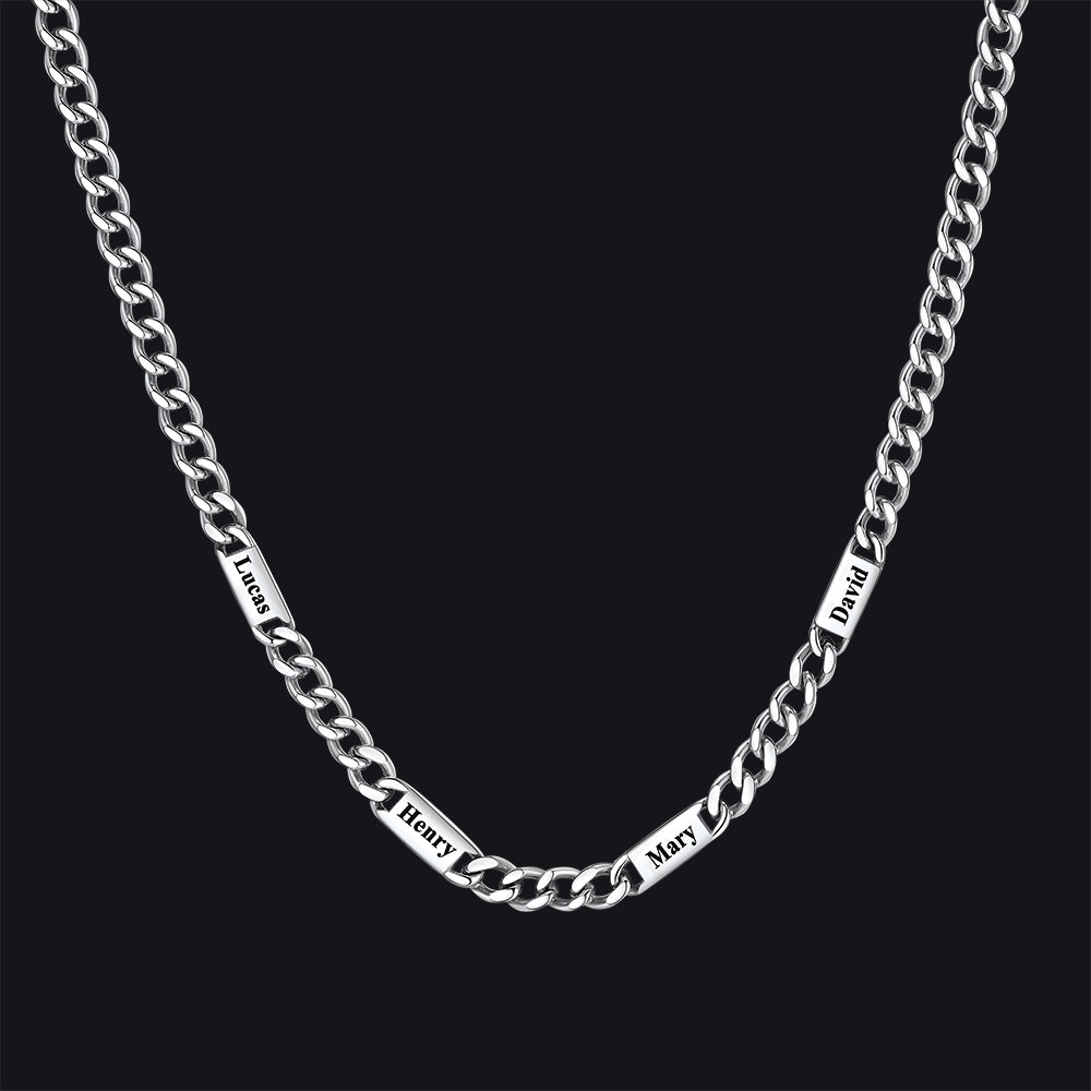 Custom Engraved 1-5 Name Chain Link Necklace for Men