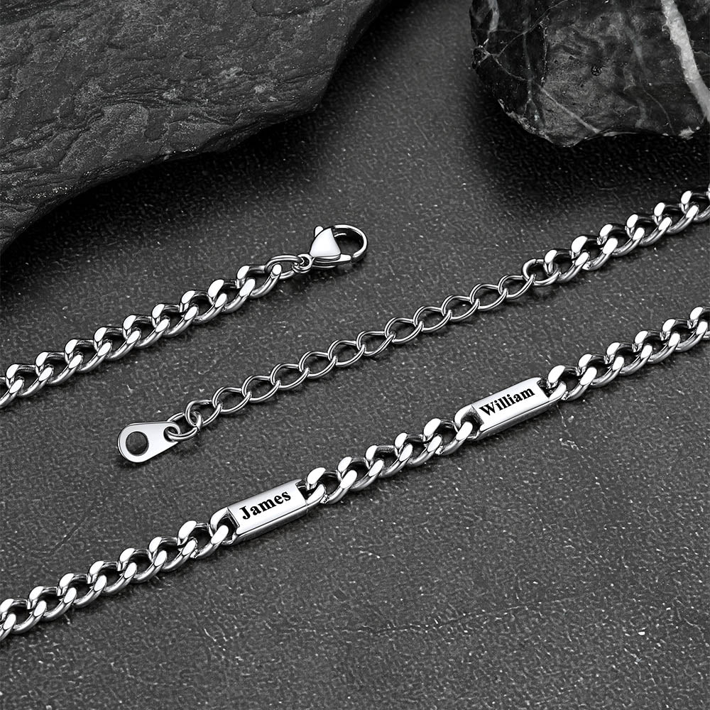 Custom Engraved 1-5 Name Chain Link Necklace for Men