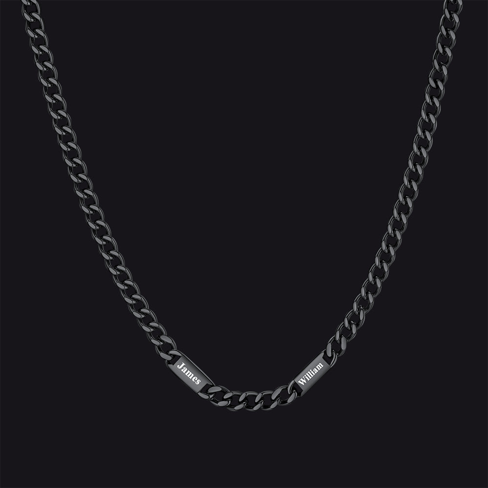 Custom Engraved 1-5 Name Chain Link Necklace for Men