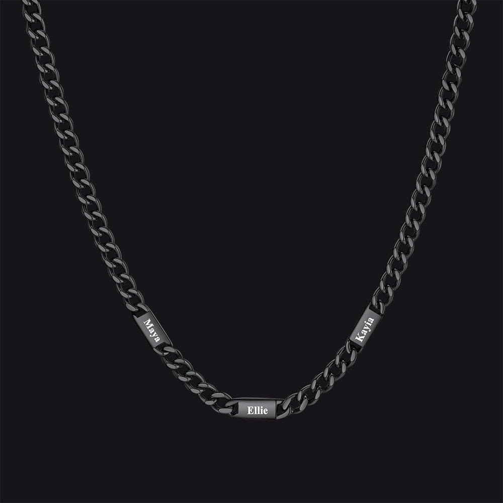 Custom Engraved 1-5 Name Chain Link Necklace for Men