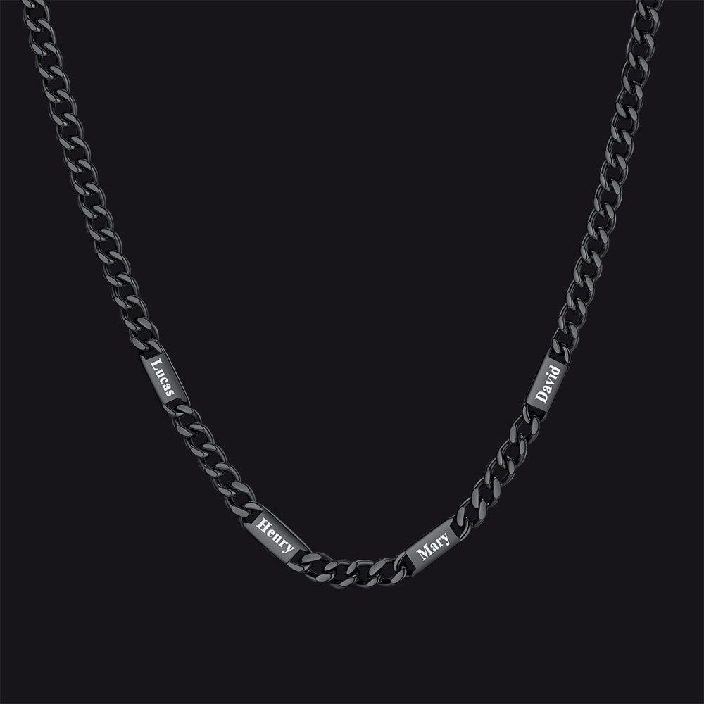 Custom Engraved 1-5 Name Chain Link Necklace for Men