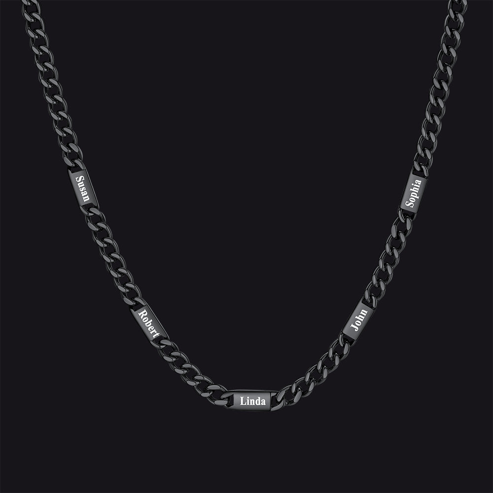 Custom Engraved 1-5 Name Chain Link Necklace for Men