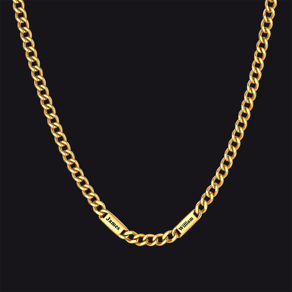 Custom Engraved 1-5 Name Chain Link Necklace for Men