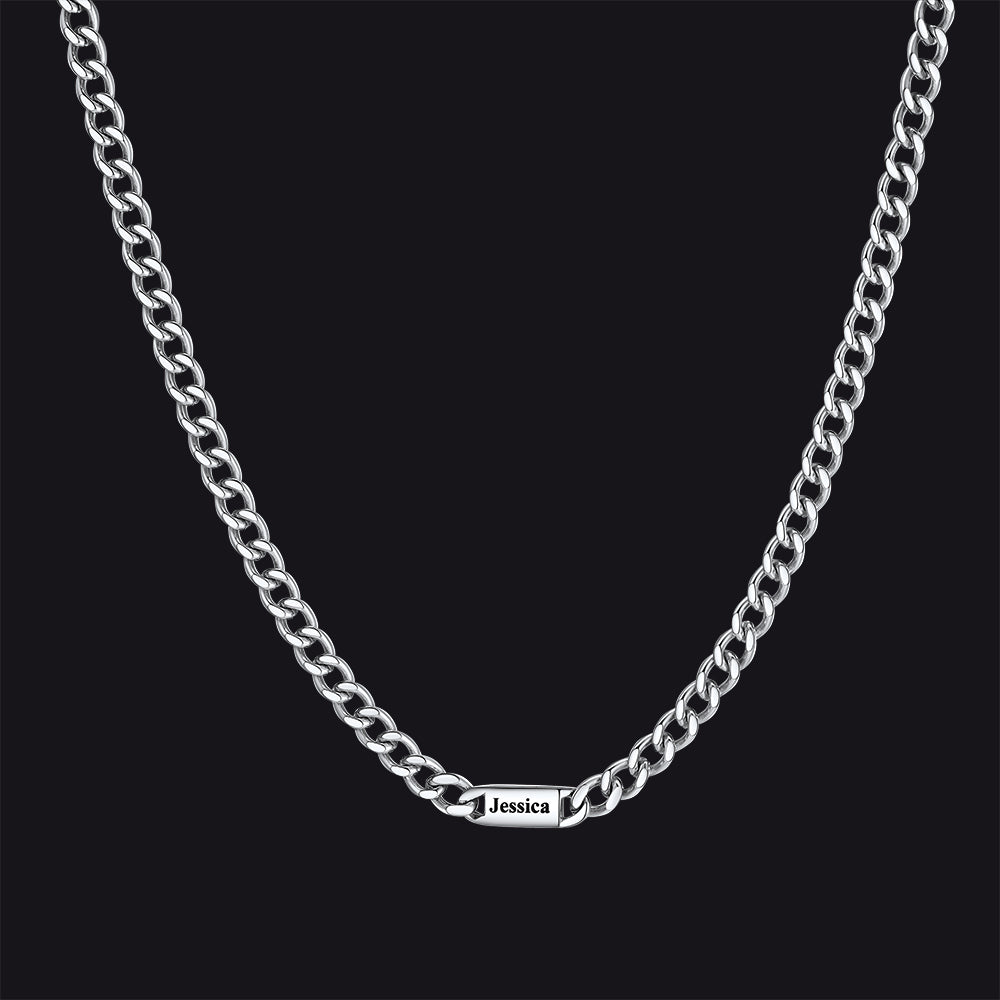 Custom Engraved 1-5 Name Chain Link Necklace for Men