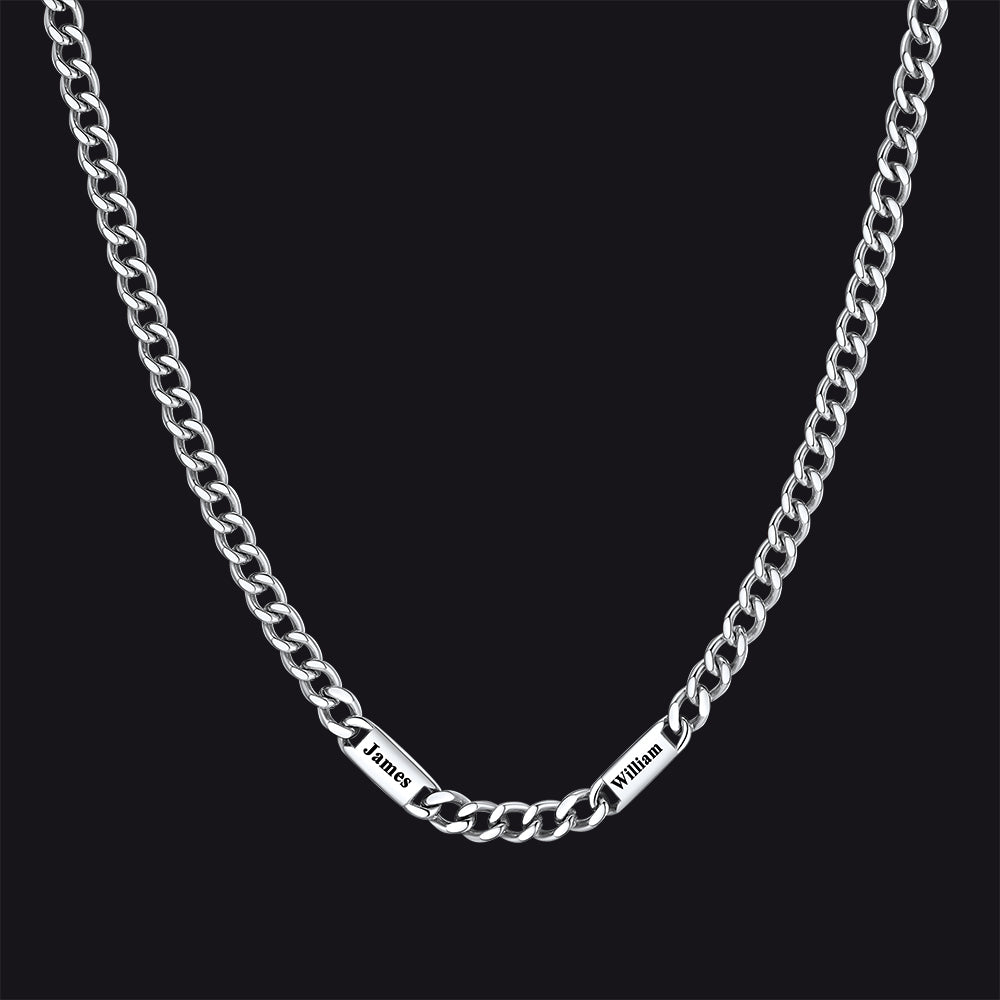 Custom Engraved 1-5 Name Chain Link Necklace for Men
