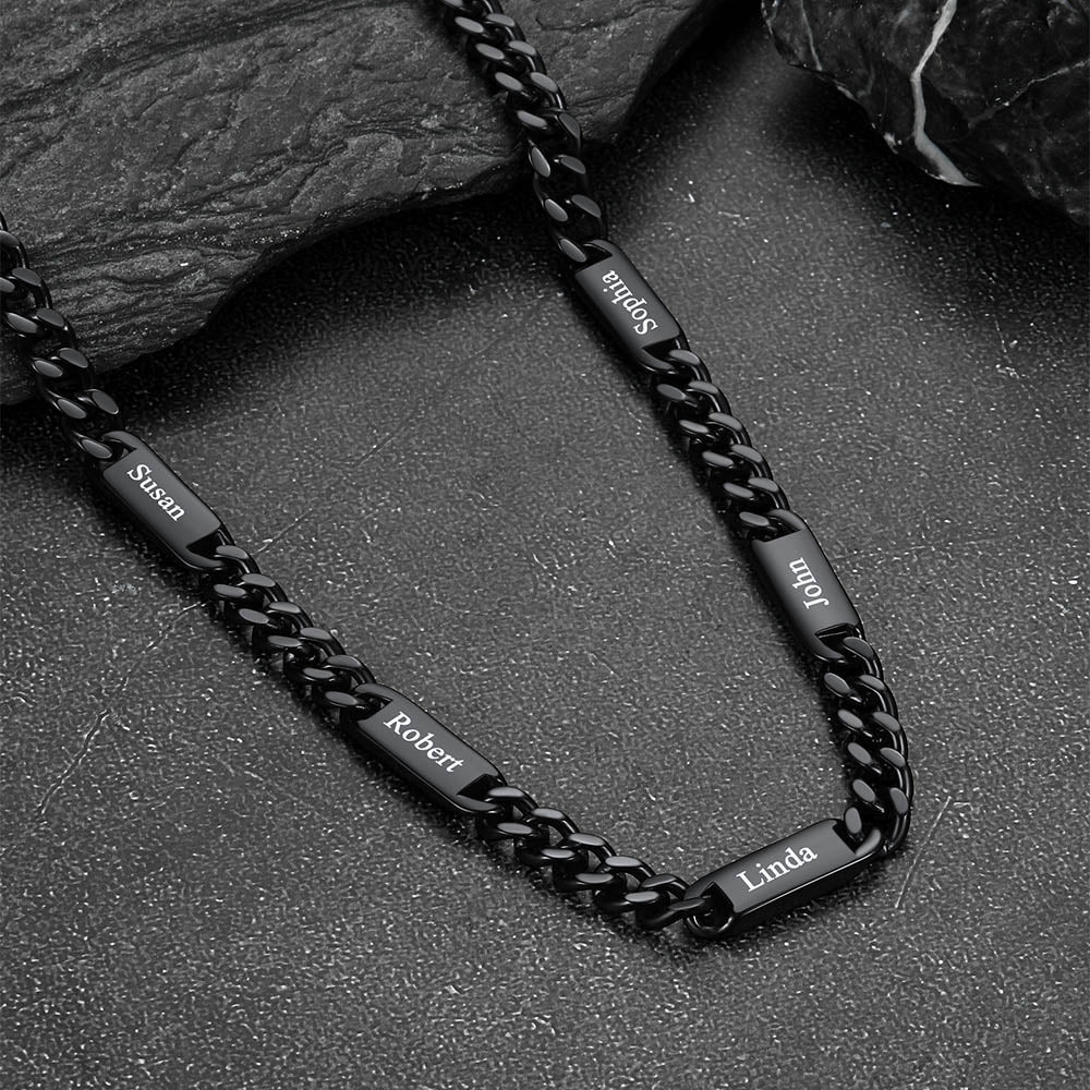 Custom Engraved 1-5 Name Chain Link Necklace for Men