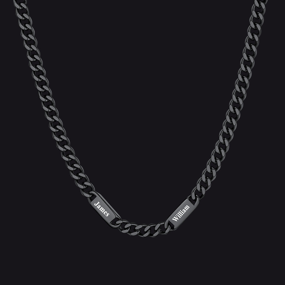 Custom Engraved 1-5 Name Chain Link Necklace for Men