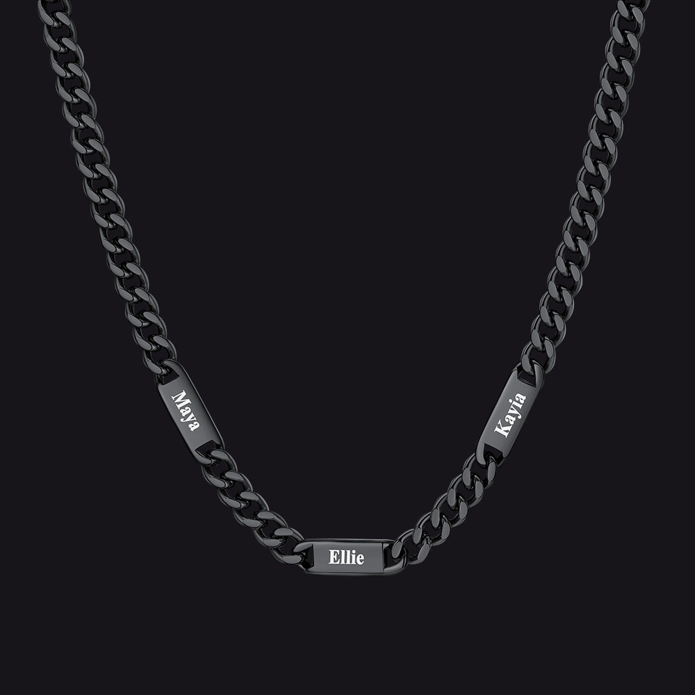 Custom Engraved 1-5 Name Chain Link Necklace for Men