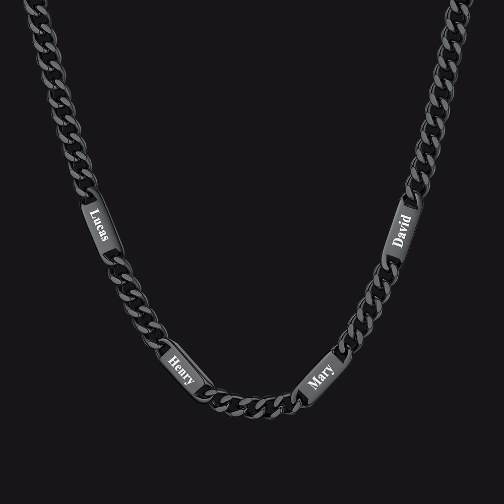 Custom Engraved 1-5 Name Chain Link Necklace for Men